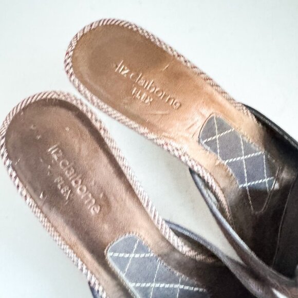 Liz Claiborne Plaid Bow Detail Kitten Heel Slides 8.5 - Picture 5 of 10